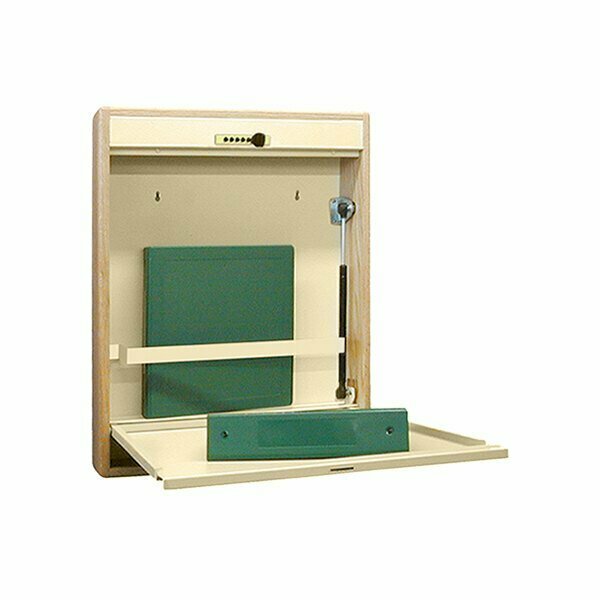 Omnimed Elite 18'' x 4'' x 25'' Oak Wood Manual Close Wall Desk with Combination Lock 291540OAK 292291540OAK